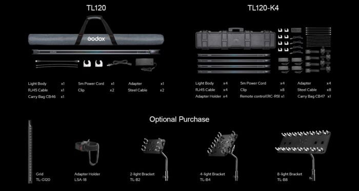 Godox TL120 RGB LED Tube 4-Light Kit